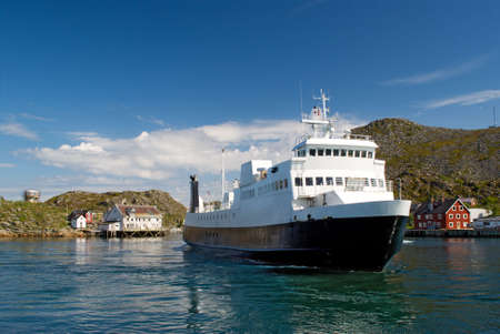 The ferry in a fjord of north Norwayの写真素材
