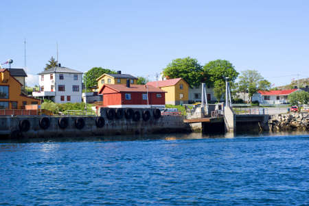 The pier of island Skrova on Lofoten islandsの写真素材