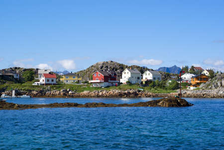 The Norwegian village Skrova on Lofoten Islandsの写真素材