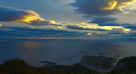 Beautiful landscape Lofoten Islands at nightの写真素材