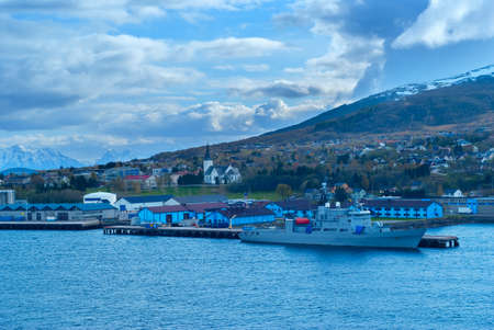 Mountain landscape with warship