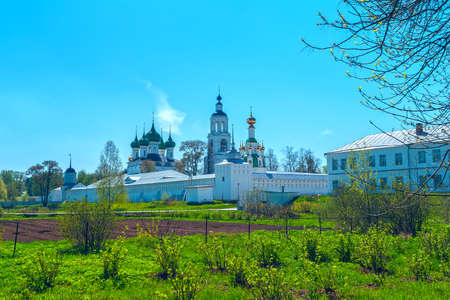 White Monastery near Yaroslavl in the spring dayの写真素材