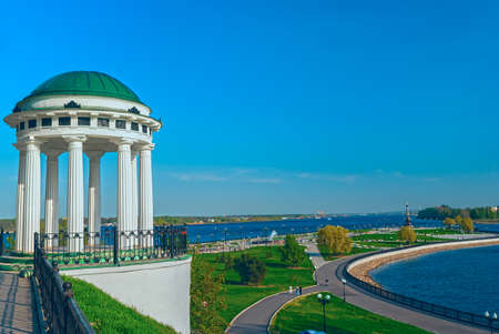 Famous gazebo on the embankment of the Volga river in Yaroslavlの写真素材