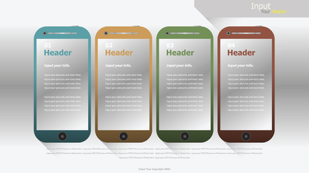 Modern smart phone infographics options banner. Vector illustration. can be used for workflow layout, diagram, number options, web design.のイラスト素材