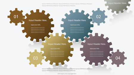 Modern gears infographics options banner. Vector illustration. can be used for workflow layout, diagram, number options, web design.のイラスト素材