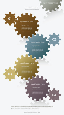 Modern gears infographics options banner. Vector illustration. can be used for workflow layout, diagram, number options, web design.のイラスト素材
