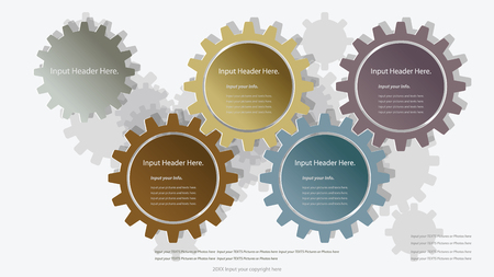 Modern gears infographics options banner. Vector illustration. can be used for workflow layout, diagram, number options, web design.のイラスト素材