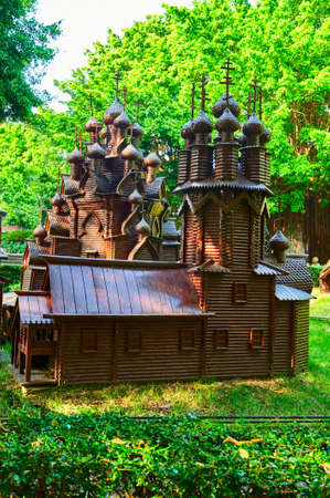 Russia folk houses  at The Window of the World theme park, Shenzhenのeditorial素材