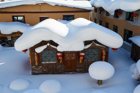 The China village in snow scenic.のeditorial素材