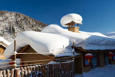 The China village in snow scenic.のeditorial素材