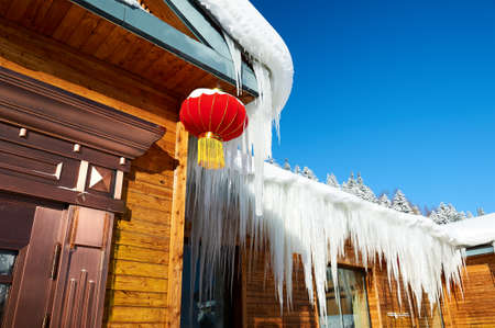 The farmyard in snow scenic.のeditorial素材