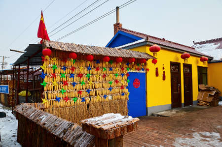 corn cob hanging at outdoorのeditorial素材