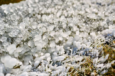 The spraying water frozen in the park.の写真素材