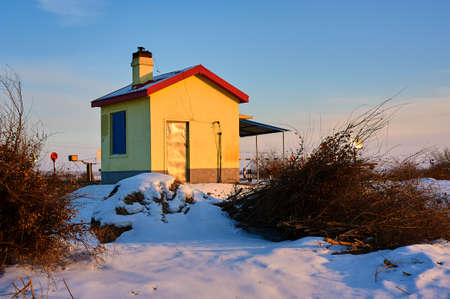 The village morning of winter.のeditorial素材