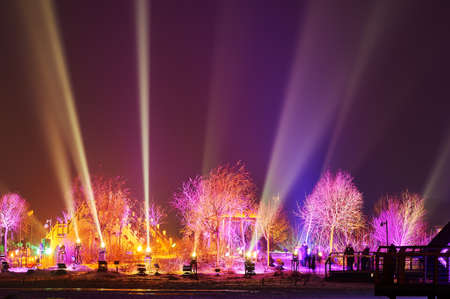 The holiday music lighting show in the park.のeditorial素材