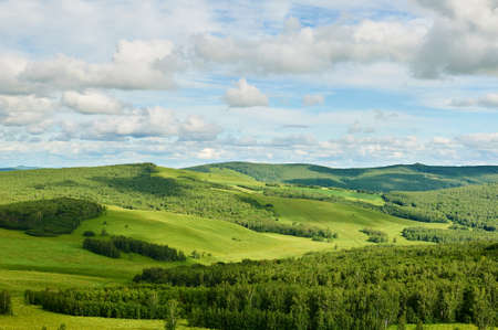 The summer Hulunbuir grasslands of inner Mongolia, China.の写真素材