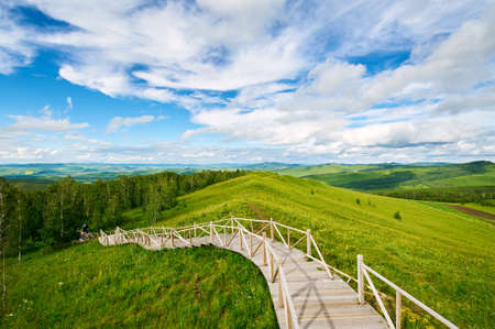 The summer Hulunbuir grasslands of inner Mongolia, China.の写真素材