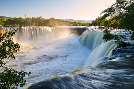 Ching-po Lake waterfalls landscape.