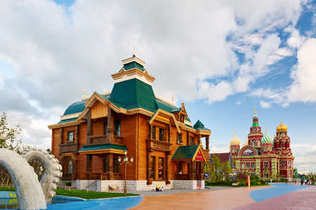 The beautiful architecture art of Matryoshka doll Squrae of NZH Manzhouli in Inner Mongolia, China.のeditorial素材