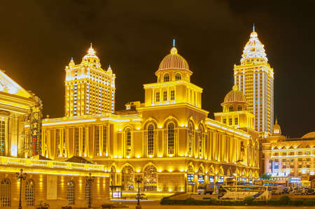 Resplendent and magnificent city buildings nightscape in in Manzhouli city.のeditorial素材