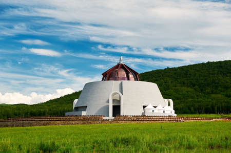 The beautiful Mongolia yurts in the Hulunbuir grassland, China.のeditorial素材