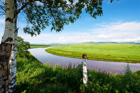 Ergun River of Hulunbuir grassland of China.の写真素材