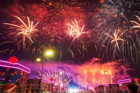 The fireworks of celebrating the Lantern Festival of China.のeditorial素材