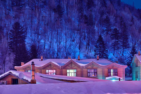 The beautiful night landscape of China Snow Town.のeditorial素材