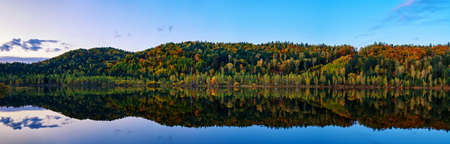 Autumn in Xiaoxinganling. Yichun City, Heilongjiang Province, located in the Xiaoxing'an Mountains, is a famous forest capital with extremely high forest coverage.の写真素材