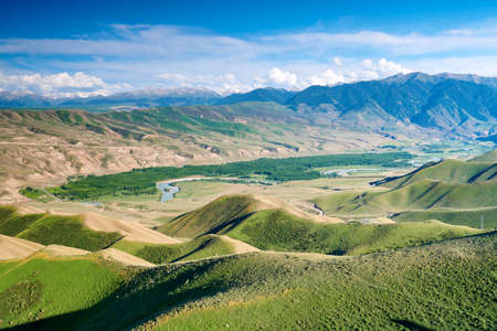 The plateau and mountain scenery of Tekes County, Yili Prefecture, Xinjiang, China.の写真素材