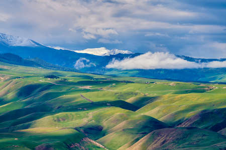 The plateau and mountain scenery of Tekes County, Yili Prefecture, Xinjiang, China.