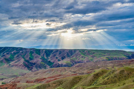 The plateau and mountain scenery of Tekes County, Yili Prefecture, Xinjiang, China.