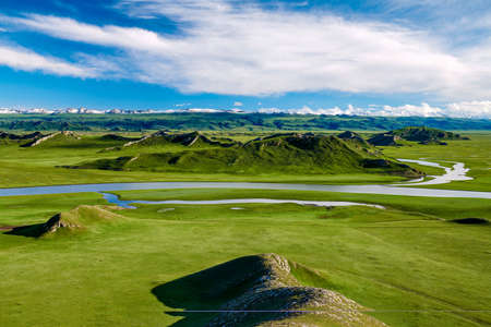 Xinjiang Bayinbulak Grassland Wetland River.