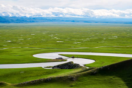 Xinjiang Bayinbulak Grassland Wetland River.の写真素材