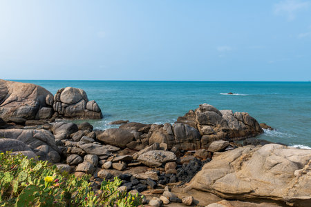 Coastal scenery of Xiaodongtian Scenic Area in Sanya, Hainan Province, Chinaの写真素材