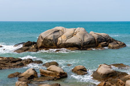 Coastal scenery of Xiaodongtian Scenic Area in Sanya, Hainan Province, Chinaの写真素材