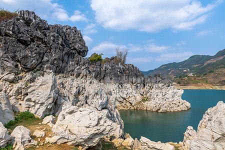 Wanfeng Lake scenery in Xingyi City, Qianxinan Autonomous Prefecture, Guizhou Province, Chinaの写真素材