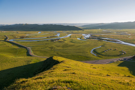 Manzetang Qianwan Wetland, Aba County, Aba Prefecture, Sichuan Province, Chinaの写真素材