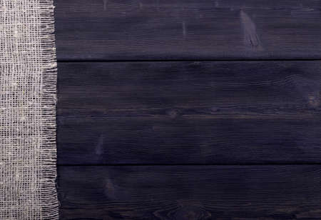 burlap texture on wooden backgroundの写真素材