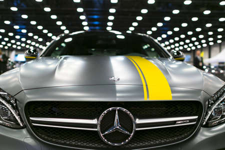 Sankt-Petersburg, Russia, July 21, 2017: Front view of a Mercedes Benz C 63s coupe. Car exterior details. Photo Taken on Royal Auto Show  July ,21のeditorial素材