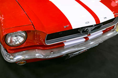 Sankt-Petersburg, Russia, July 21, 2017: Front view of Classic retro Ford Mustang GT.Car exterior...