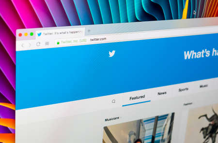Sankt-Petersburg, Russia, November 20 2017: Twitter login homepage  monitor screen. Twitter is a...