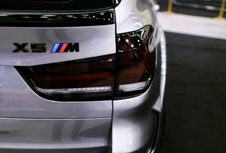 Sankt-Petersburg Russia July 21 2017: Backt view of a BMW X5M sports car. M Performance Edition. Car...