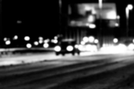 Night city view in blur. City Speed Traffic lights blurry photo. Street life bokeh image. Street...