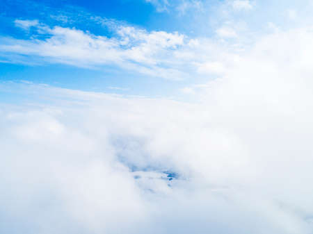 Aerial view White clouds in blue sky. Top view. View from drone. Aerial bird's eye view. Aerial top...