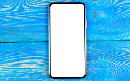 Smartphone with blank screen mock up. Smartphone isolated screen  . Mobile phone white screen with...