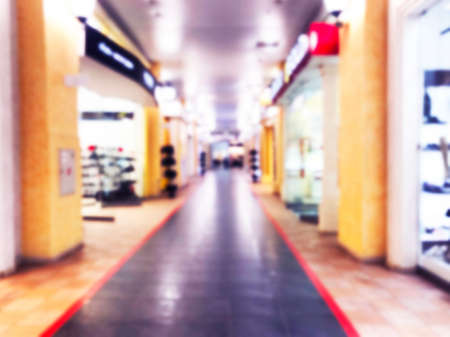 Abstract blur bokeh lights luxury shopping mall and department store interior. Blurred background...