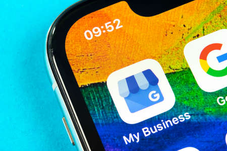 Helsinki, Finland, May 4, 2019: Google My Business application icon on Apple iPhone X screen...