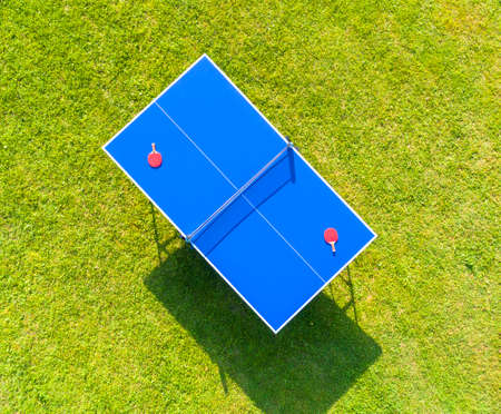 Aerial view blue table tennis .の写真素材