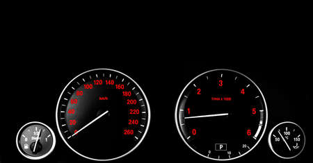 Car interior dashboard details with indication lamps. Car detailing. Car instrument panel. Dashboard...